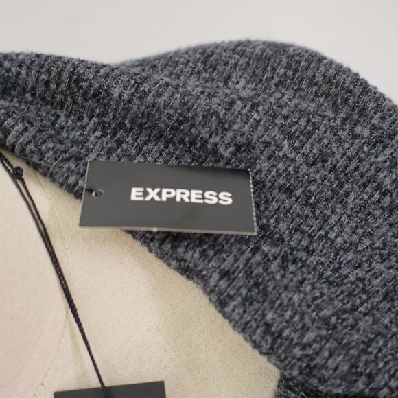 NEW‎ Express One Eleven Gray Knit Medium Cowl Scoop Neck Sweater Rayon Polyester - Picture 2 of 10